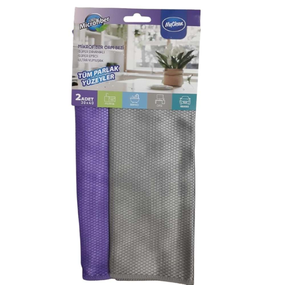 MYCLEAN MİCROFİBER 2Lİ CAM BEZİ BX24