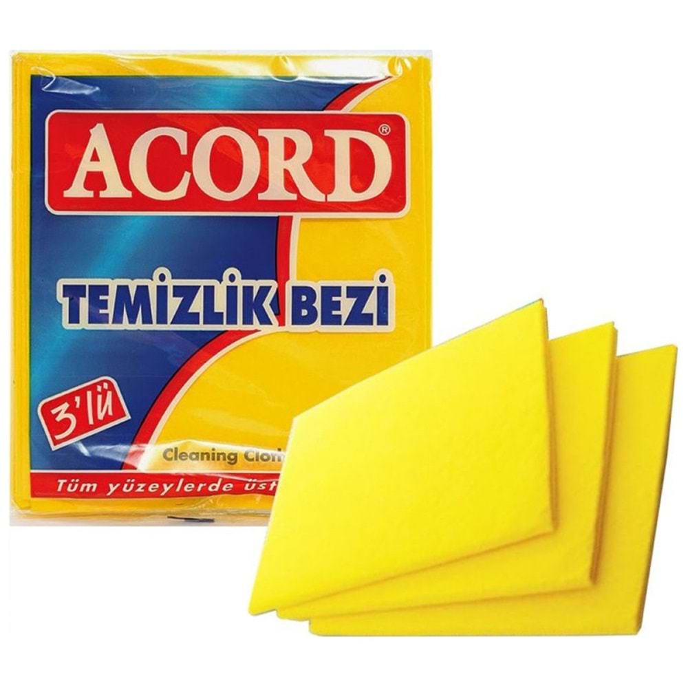 ACORD 504 3LÜ SARI TEMİZLİK BEZİ BX12 KL120