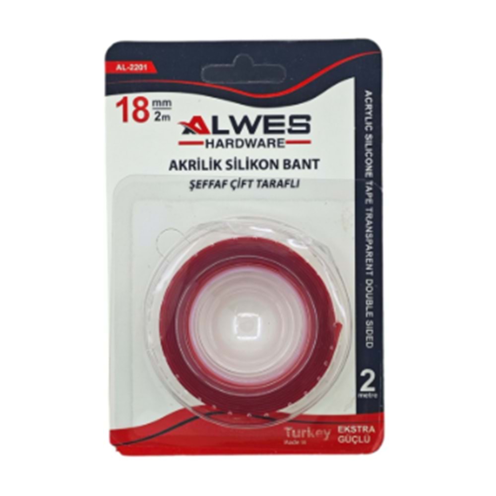 ALWES SİLİKONLU ÇİFT TARAFLI BANT 18MM 2MT BX60