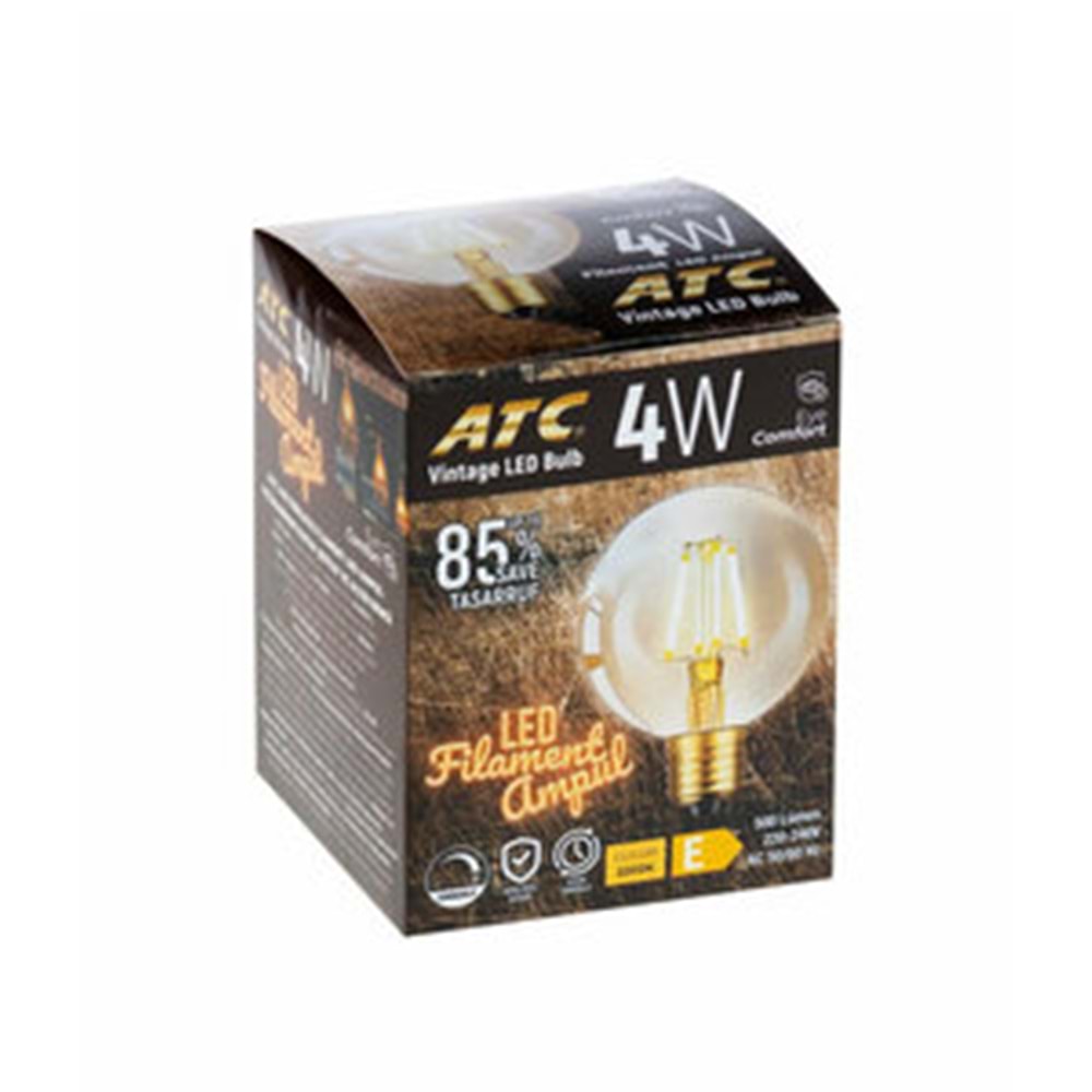 ATC 4W FİLAMENT YUVARLAK SARI IŞIK LED AMPUL