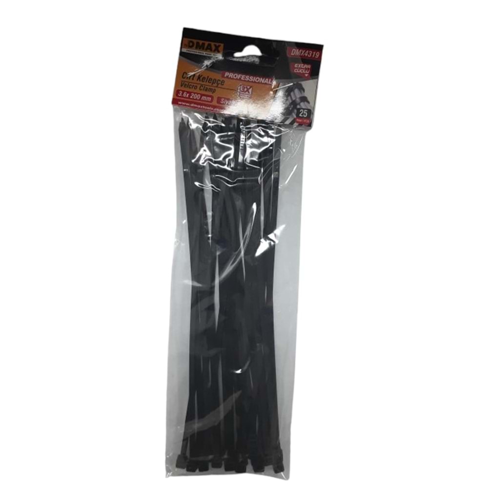 DMAX 25Lİ SİYAH CIRT KELEPÇE 3.6X200MM