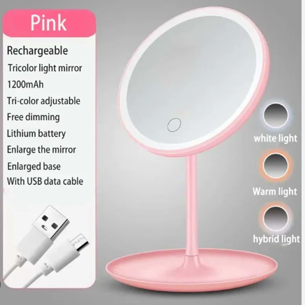 KRD BUTTERFLY YUVARLAK USB ŞARJLI LED AYNA