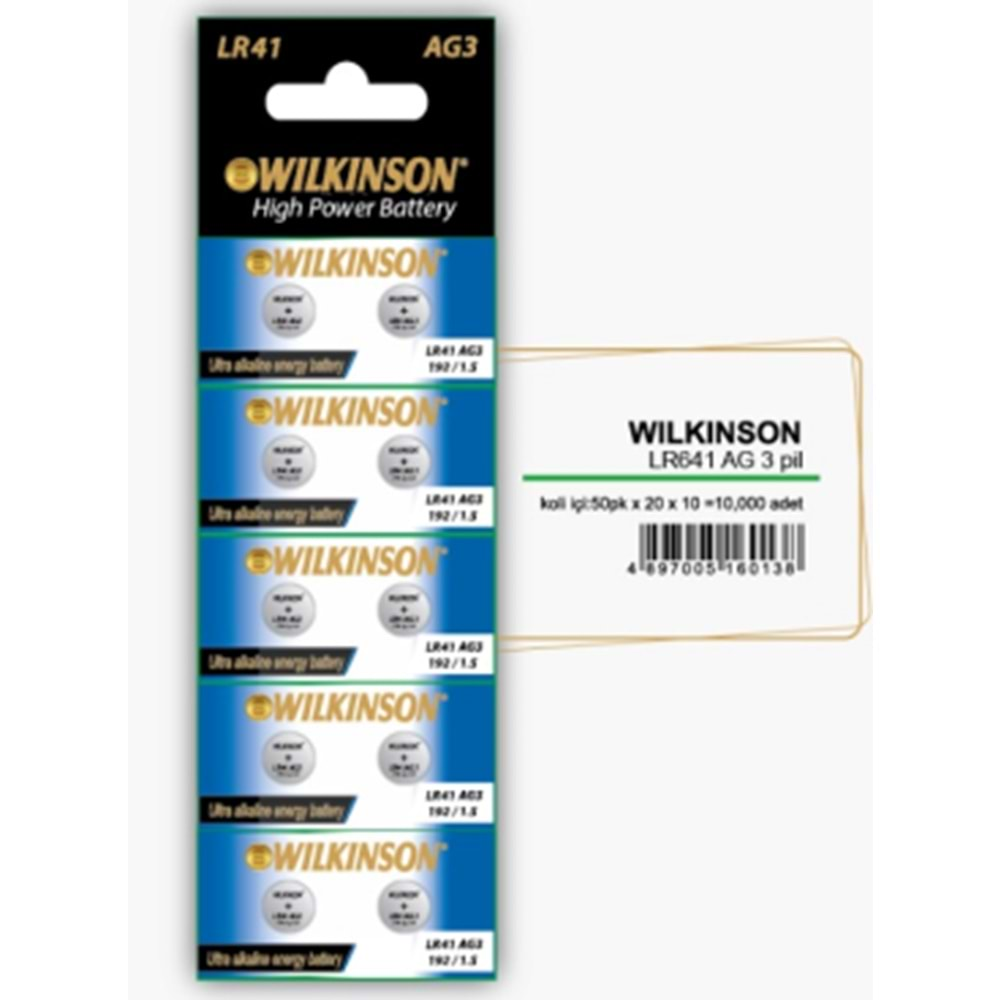 WILKINSON AG3 10LU KARTELA PİL BX20