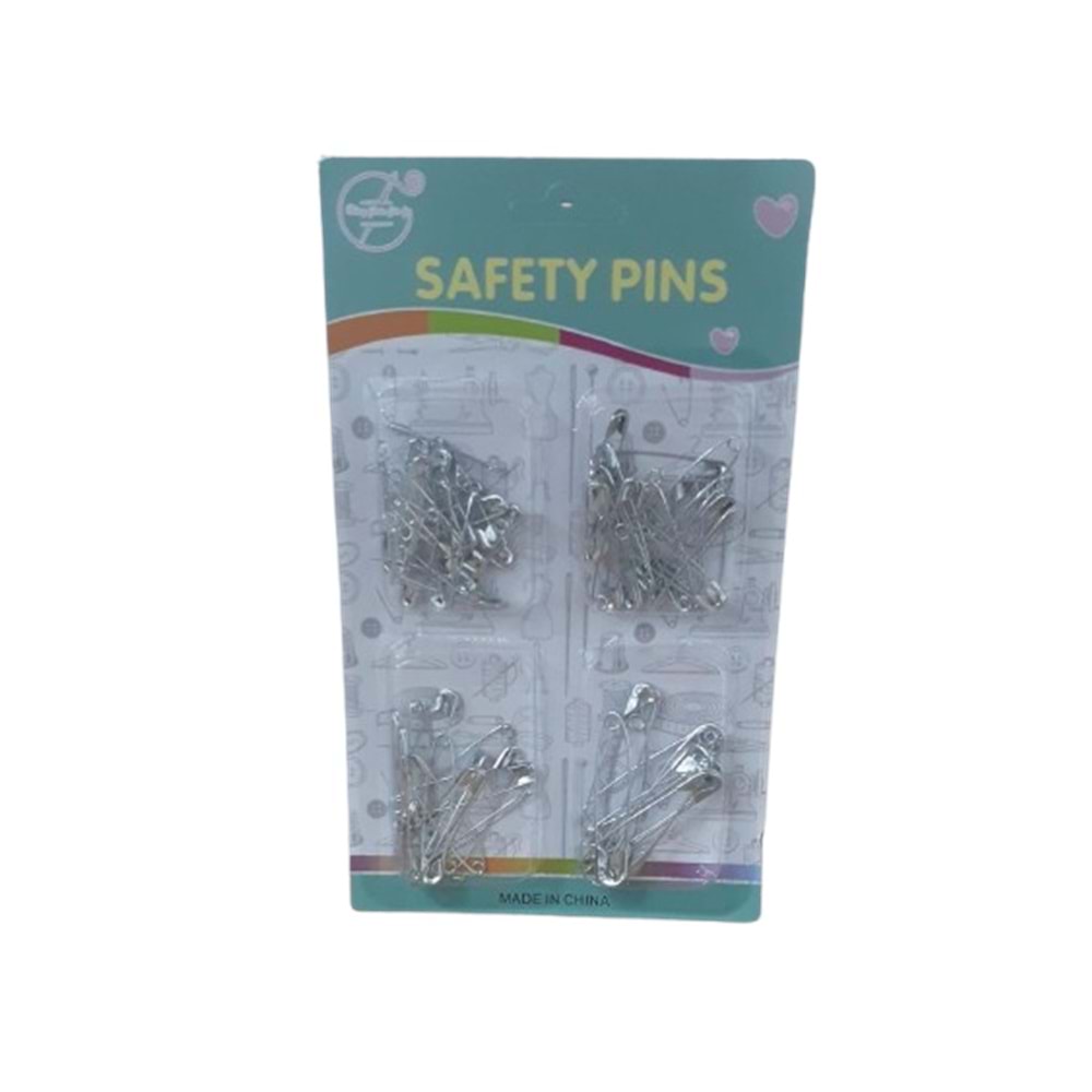 SAFETY PINS 4LÜ BLİSTERLİ GÜMÜŞ ÇENGELLİ İĞNE BX12