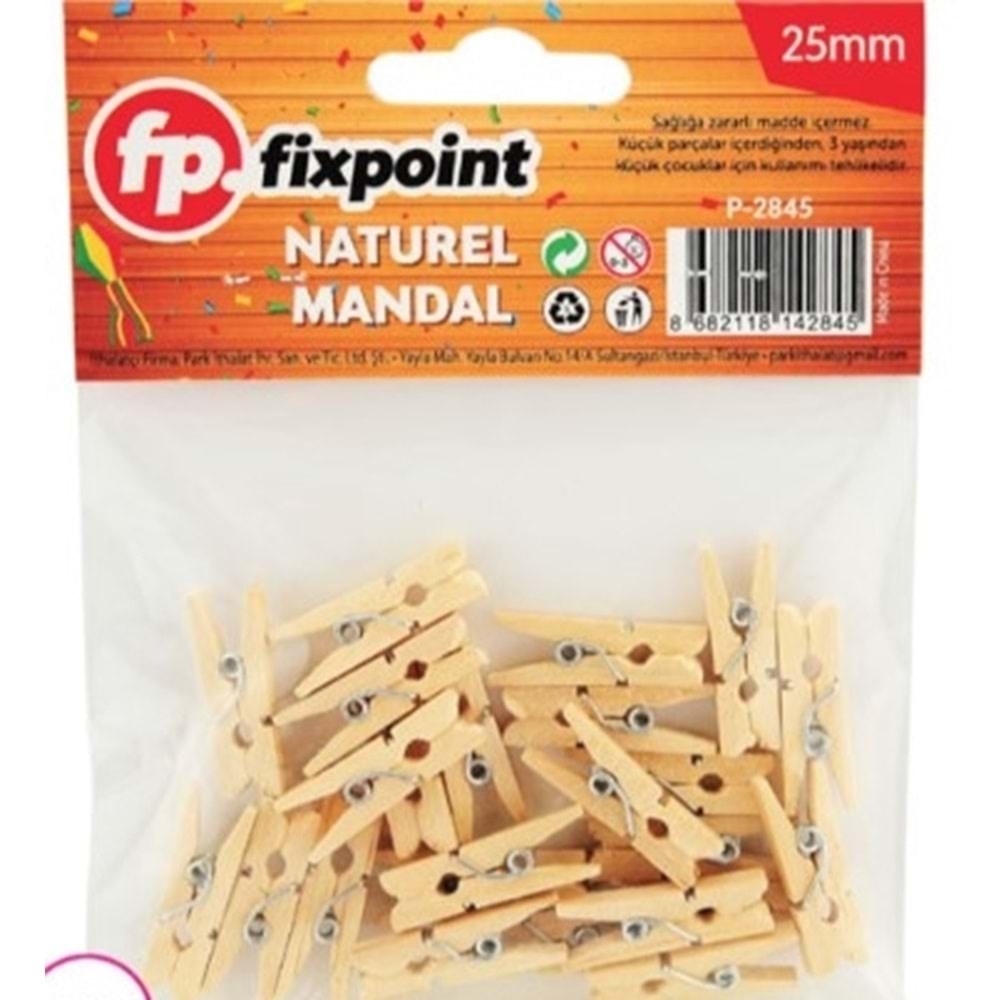 FİXPOİNT MİNİ MANDAL NATUREL 25MM BX12