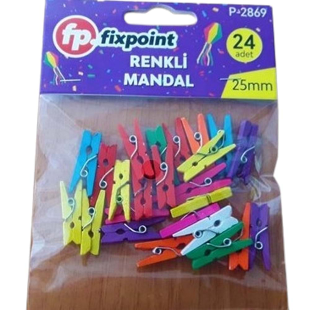 FİXPOİNT MİNİ MANDAL RENKLİ 25MM BX12