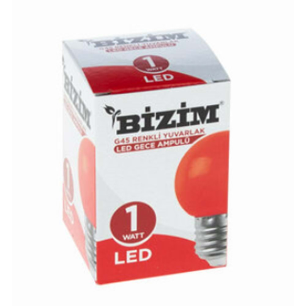 BİZİM RENKLİ YUVARLAK LED GECE AMPULÜ KIRMIZI BX10