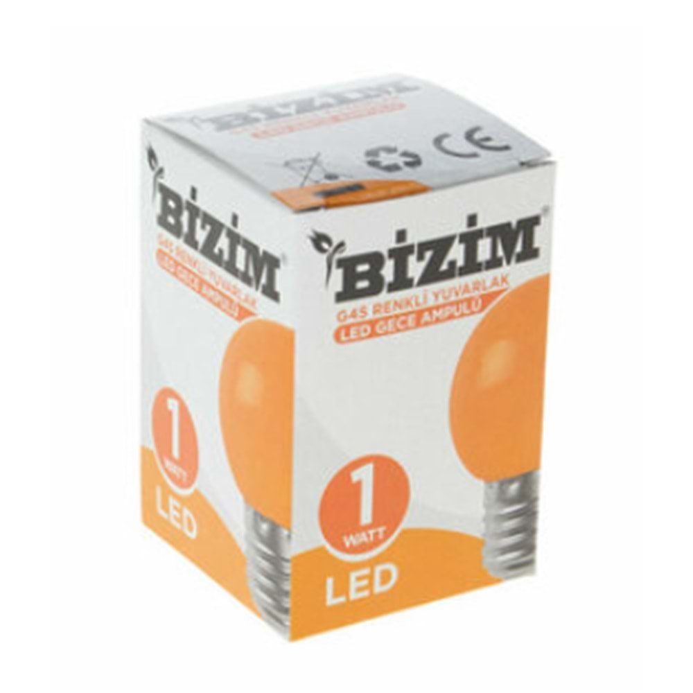 BİZİM RENKLİ YUVARLAK LED GECE AMPULÜ TURUNCU BX10