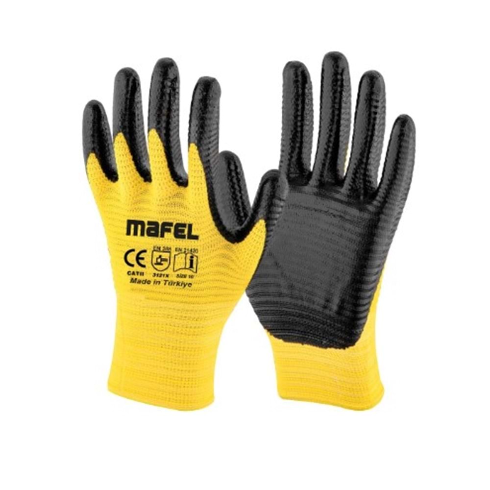 MAFEL MF-02 ZEBRA SARI SİYAH İŞÇİ ELDİVENİ BX12