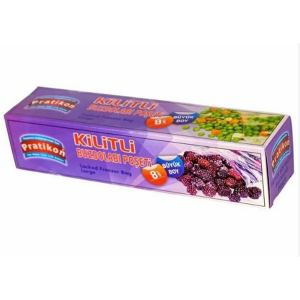 PRATİKON 8Lİ KİLİTLİ BÜYÜK BOY BUZDOLABI POŞETİ KL100