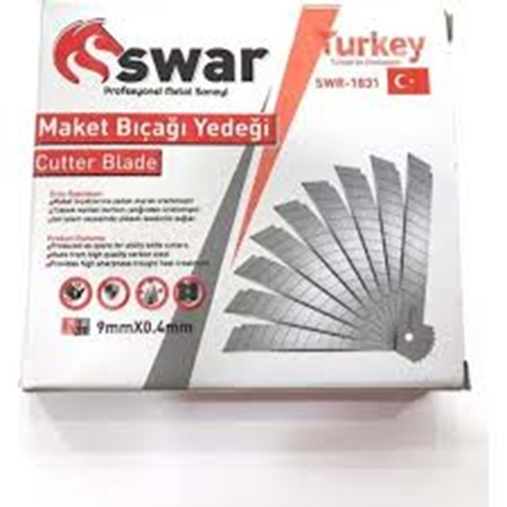 SWAR MAKET BIÇAĞI YEDEĞİ İNCE 9MMX0,4MM 10LU PK