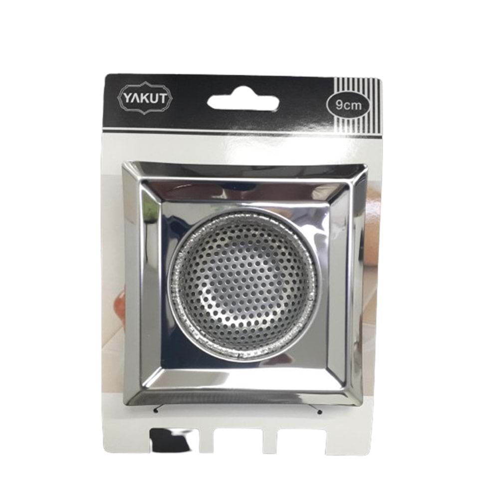 YAKUT PASLANMAZ KARE LAVABO SÜZGEÇİ 9CM BX12