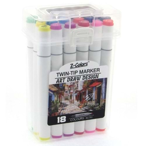 Z-COLORS ARTMARKER ÇİFT UÇLU 18 RENK KALEM NO 701