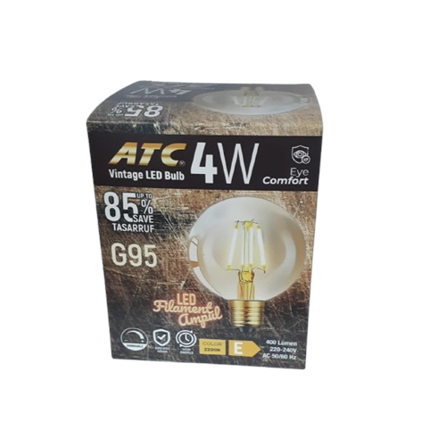 ATC 4W FİLAMENT YUVARLAK SARI IŞIK LED AMPUL