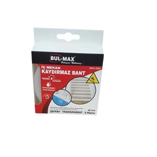 BULMAX İÇ MEKAN ŞEFFAF KAYDIRMAZ BANT 25MM 5MT