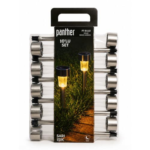 PANTHER 10LU SOLAR SARI IŞIK BAHÇE LAMBASI