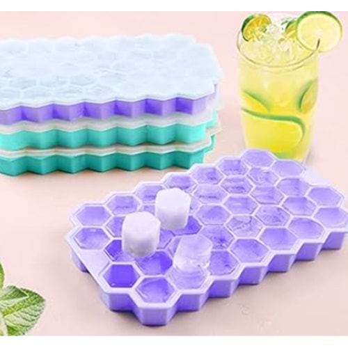 INDECOR RENKLİ PLASTİK KAPAKLI PETEK BUZ KALIBI