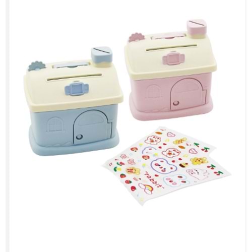 KRD RENKLİ PLASTİK KİLİTLİ EV KUMBARA