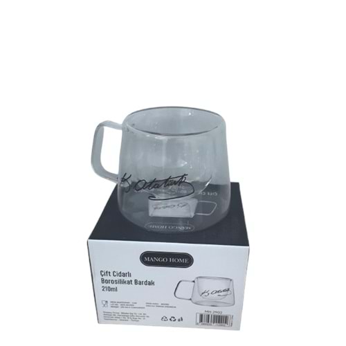 MANGO HOME CAM ÇİFT ÇİDARLI ATATÜRK İMZA BOROSİLİKAT BARDAK 210ML