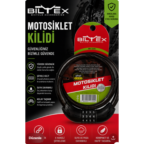 BİLTEX ŞİFRELİ MOTOSİKLET KİLİDİ