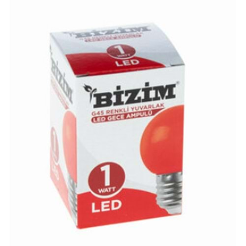 BİZİM RENKLİ YUVARLAK LED GECE AMPULÜ KIRMIZI BX10