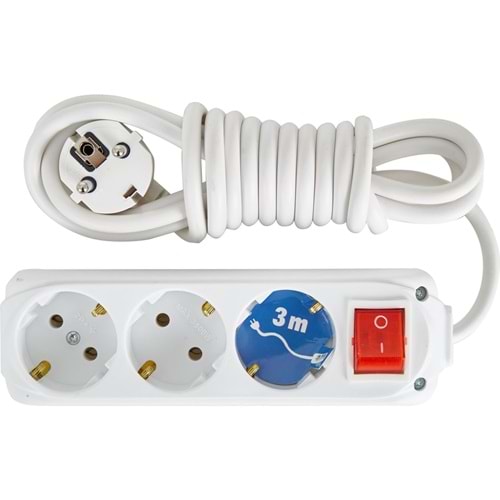 ALMERA UZATMA 3LÜ ANAHTARLI TOPRAKLI PRİZ 3MT