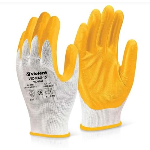 VIOLENT SARI BEYAZ NİTRİL İŞÇİ ELDİVENİ BX12