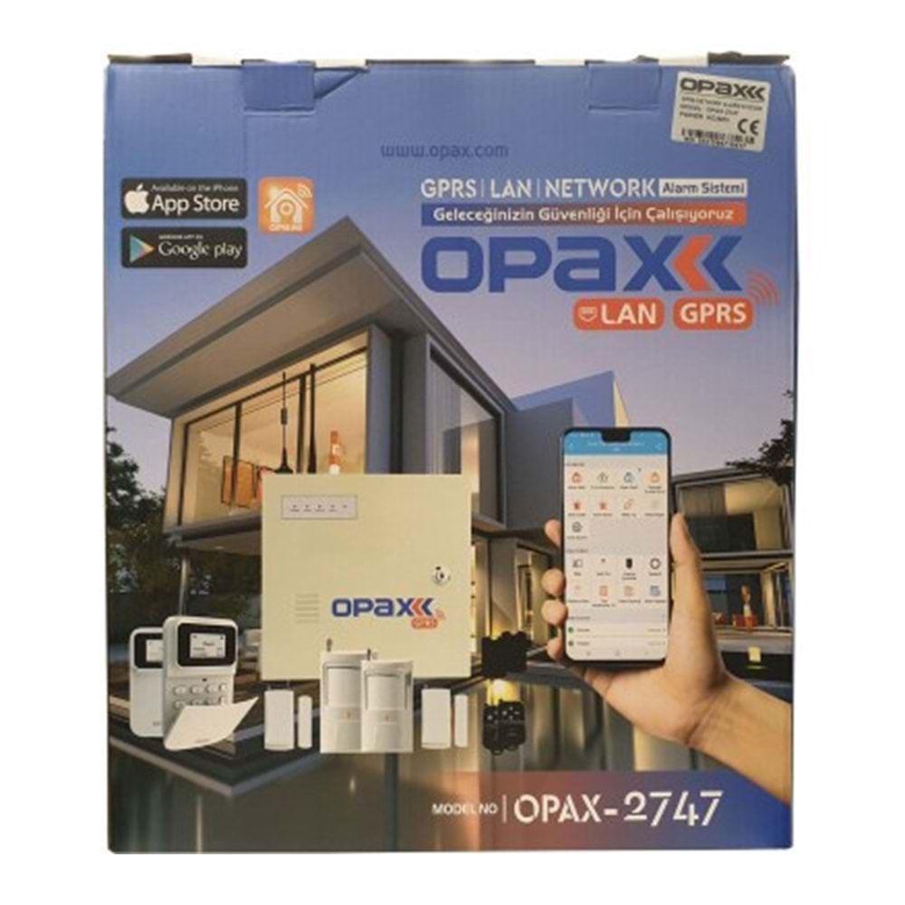 OPAX-2747 GPRS/LAN KABLOLU & KABLOSUZ KEYPADLİ ALARM PANELİ (1 YIL AHM ÜCRETSİZ)