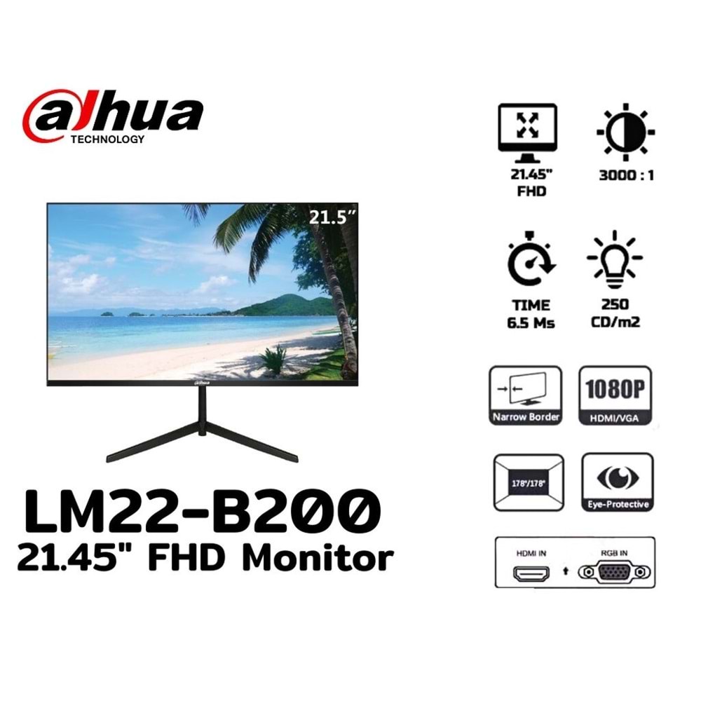 DAHUA 22 DHI-LM22-A200 MONİTÖR 5MS 75Hz HDMI/VGA +VESA (1581.5363)
