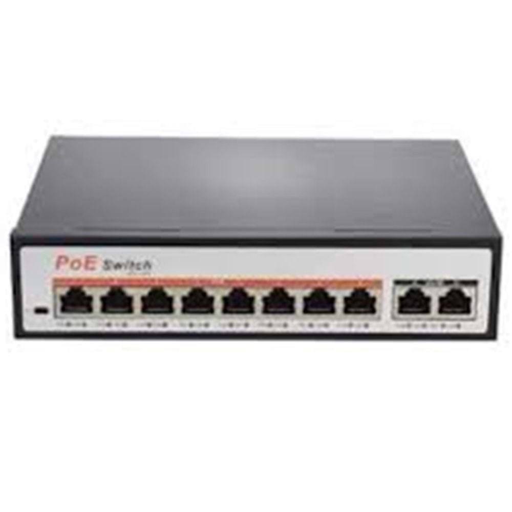 URANIUM POE-8002-96W 8 PORT 10/100 + 2 PORT 10/100 RJ45 UPLINK POE SWITCH (REALTEK CHIPSET)
