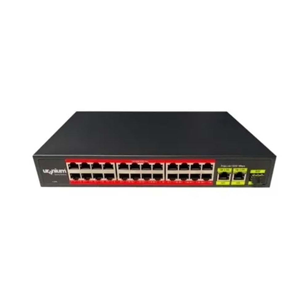 URANIUM POE-G2422SFP-300W 24PORT GIGABIT+2XGB RJ45/2XSFPUPLINK RACKMOUNT POE SWITCH