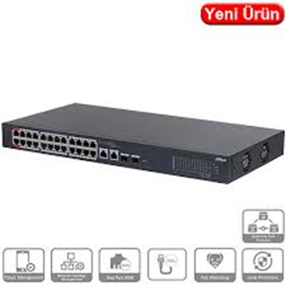 DAHUA CS4228-24GT-375 28 PORT 10/100/1000 24xPOE 375W +2SFP YONETILEBILIR SWITCH