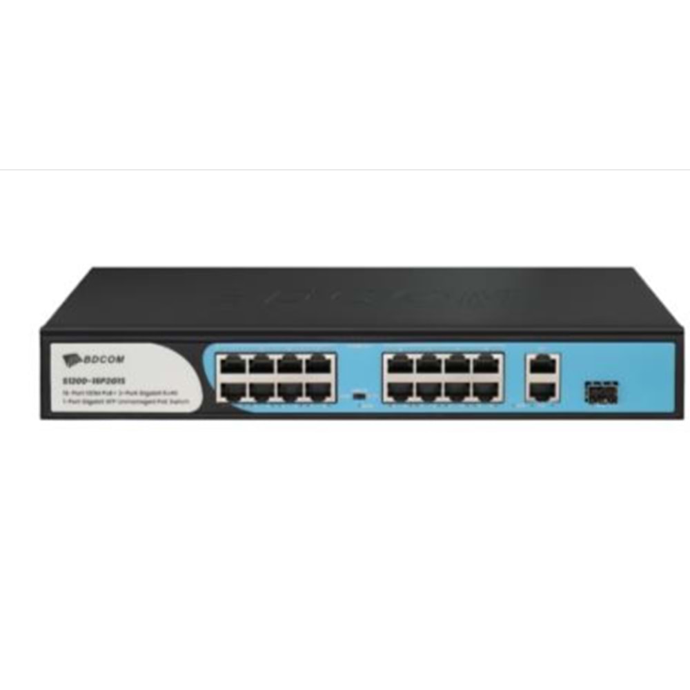 BDCOM S1200-16P2G1S 180W 16PORT 10/100M POE+2 PORTGİGABİT +1 PORT SFP RACKMOUNTED