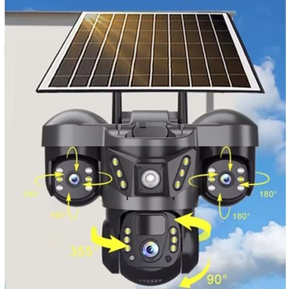 O-KAM-7070 4G SOLAR 9MP 3 LENS PTZ KAMERA