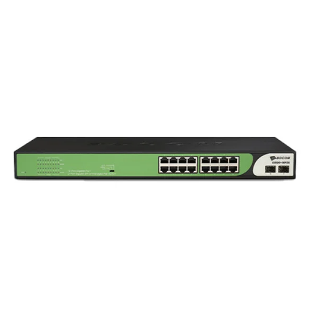 BDCOM S1500-16P2G2S 16-Port Gigabit PoE+ 2-Port Gigabit uplink,2 port SFP, desktop/rack Mounted, 180W