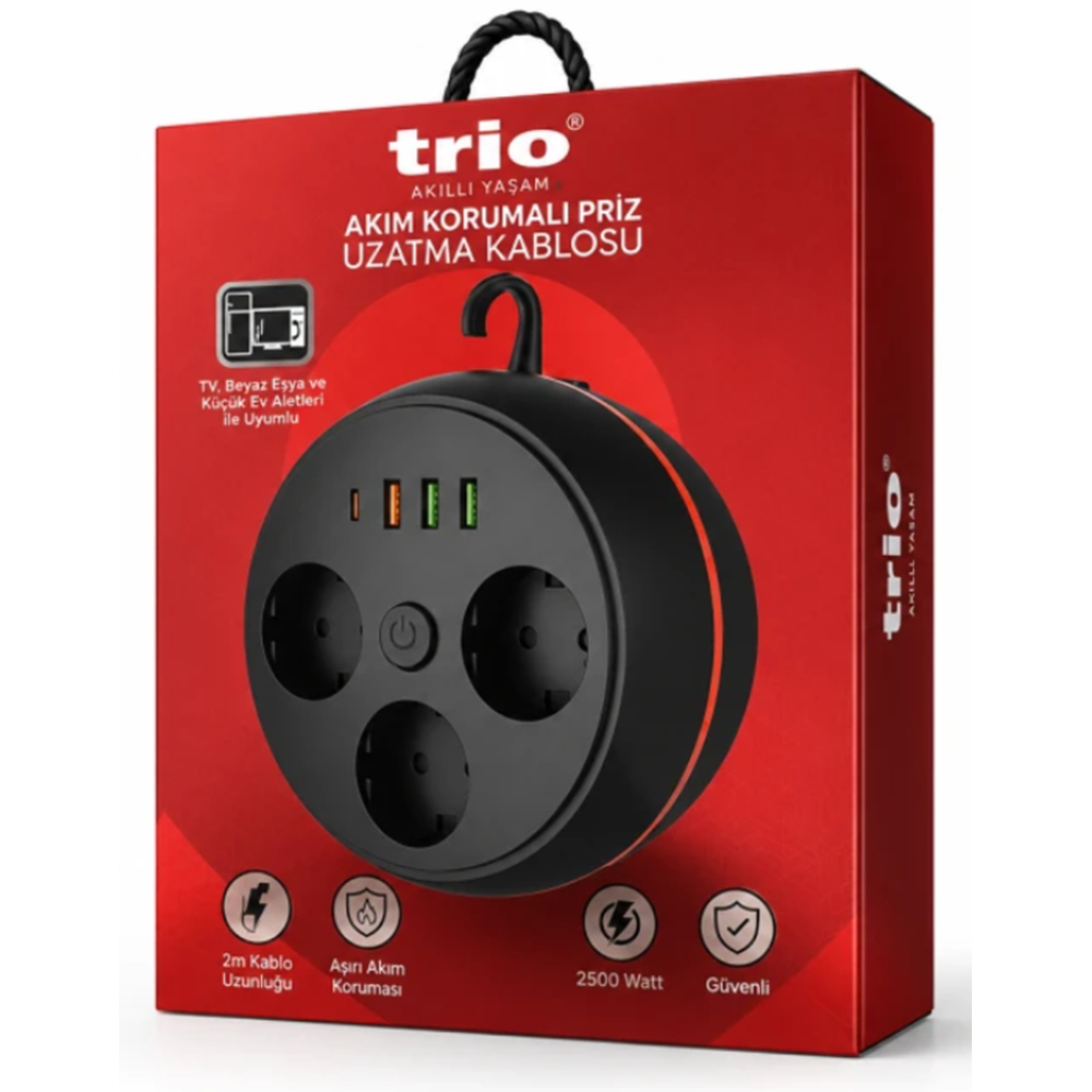 TRİO 3444 3LÜ AKIM KORUMALI PRİZ