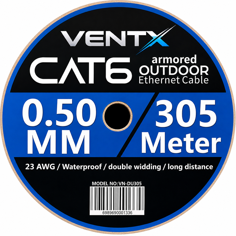 VENTX VN-DU305 ÇİFT CEKET FTP 23AWG 0.50 MM 305 METRE DIŞ ORTAM CAT6