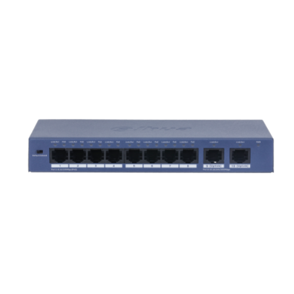 DAHUA S3010-8ET2GT-90 10 PORT 10/100 8xPOE 90W 2xRJ45 10/100/1000 UPLINK YÖNETİLEMEZ SWITCH
