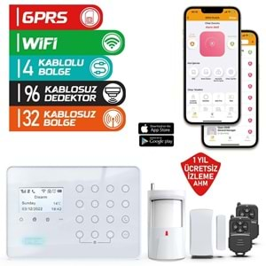 OPAX ARD-575 GPRS I GSM I WIFI KABLOLU & KABLOSUZ DOKUNMATİK ALARM SİSTEMİ (1 YIL AHM ÜCRETSİZ)