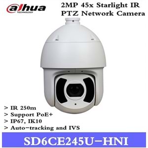 DAHUA SD6CE245U-HNI 2MP 3.95-177.7MM 45X 250M IR PTZ STARLIGHT İP KAMERA