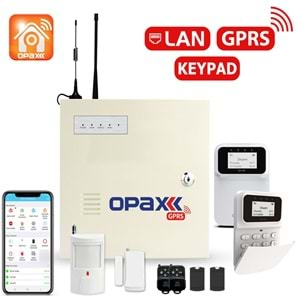 OPAX-2747 GPRS/LAN KABLOLU & KABLOSUZ KEYPADLİ ALARM PANELİ (1 YIL AHM ÜCRETSİZ)