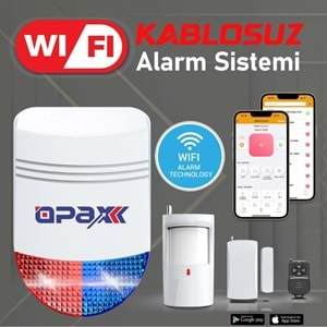 OPAX BGR-12 WIFI KABLOSUZ SİREN ALARM SİSTEMİ MOBİL UYGULAMALI (1 YIL AHM ÜCRETSİZ)