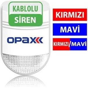 OPAX BGR-10 KABLOLU 48 LED KIRMIZI / MAVİ / KIRMIZI+MAVİ IŞIKLI HARİCİ ALARM SİRENİ V2023