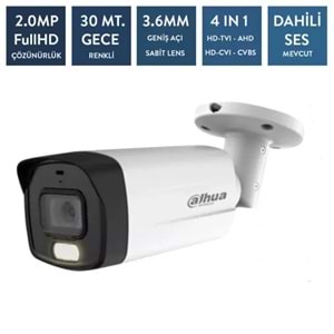 DAHUA HAC-B1A21P-U-IL-A SESLİ FULLCOLOR 2 MP IR BULLET AHD KAMERA