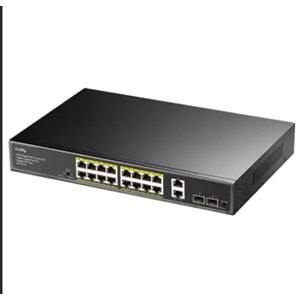 CUDY GS1018PS2 16 Port 10/100/1000 Yönetilemez +2 Port Gb. 2 SFP (1GB) Raf Montajlı (16 Port Poe+) 200W Switch