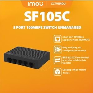 IMOU SF105C 5-Port 100Mbps Plastik Kasa Switch