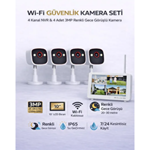 Apronx DSM600 4 Kanal Nvr + 3Mp 4 Kamera Full Color Mik. + 10