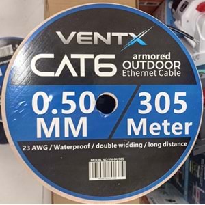 VENTX VN-DU305 ÇİFT ÇEKET FTP 23AWG 0.50 MM 305 METRE DIŞ ORTAM CAT6