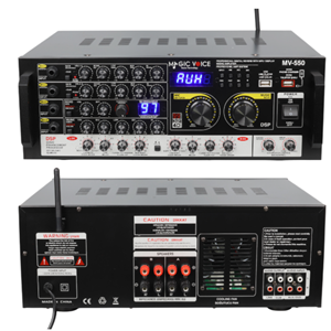 MAGIC VOICE AUDIO MIXER WITH AMPLIFIER - MAGICVOICE MV-550 2X100 WATT MAX 400 W USB/UK BALANS BT 4 MİK. GİRİŞLİ 4 HOPARLÖR ÇIKIŞLI STREO TRAFOSUZ MIXER KÜP ANFİ