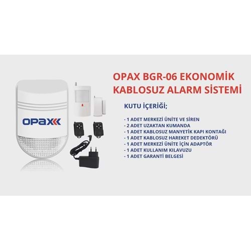 OPAX BGR-06 KABLOSUZ EKONOMİK ALARM SET